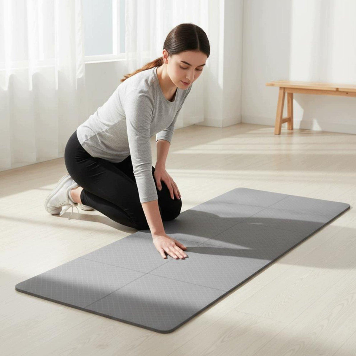 Folding Exercise Mat Easy Storage Foldable Exercise Mat Dark Blue Packaging status original