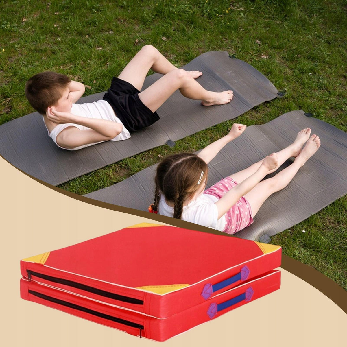 Folding Exercise Mat Portable Gymnastics Balance Mat for Mma Home Gym red