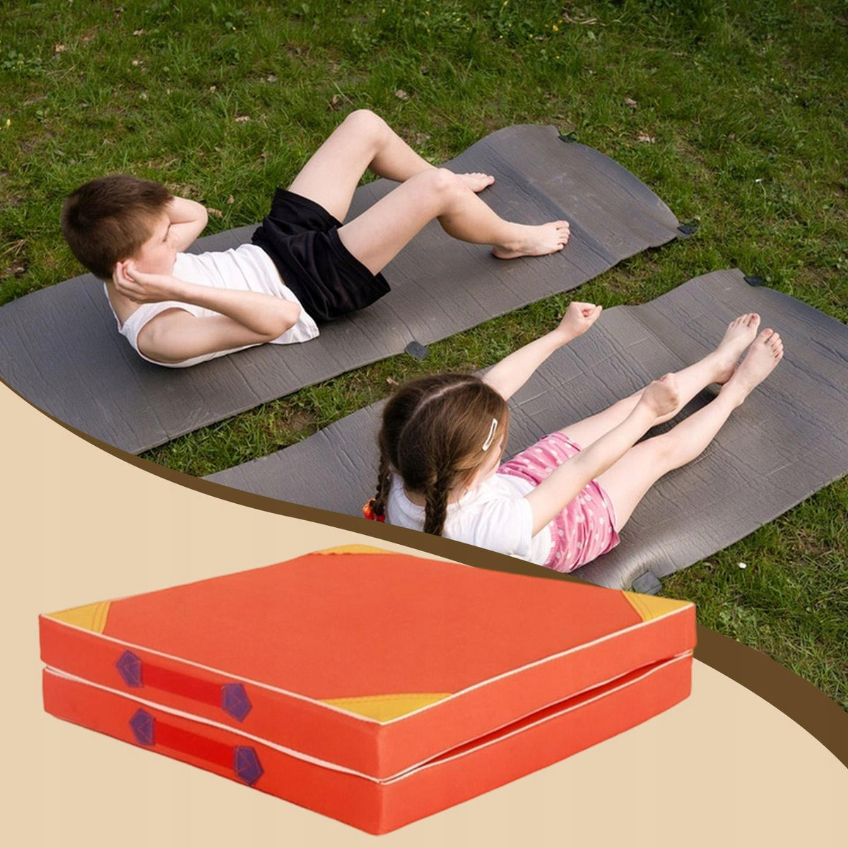 Folding Exercise Mat Portable Gymnastics Balance Mat for Mma Home orange