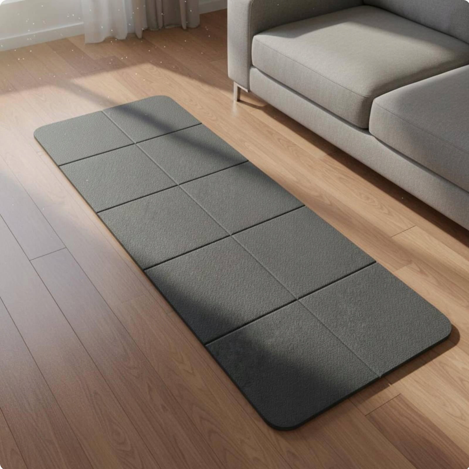 Folding Exercise Pad Non Slip Tpe Yoga Mat Thick Floor Gray 183-80-0.8