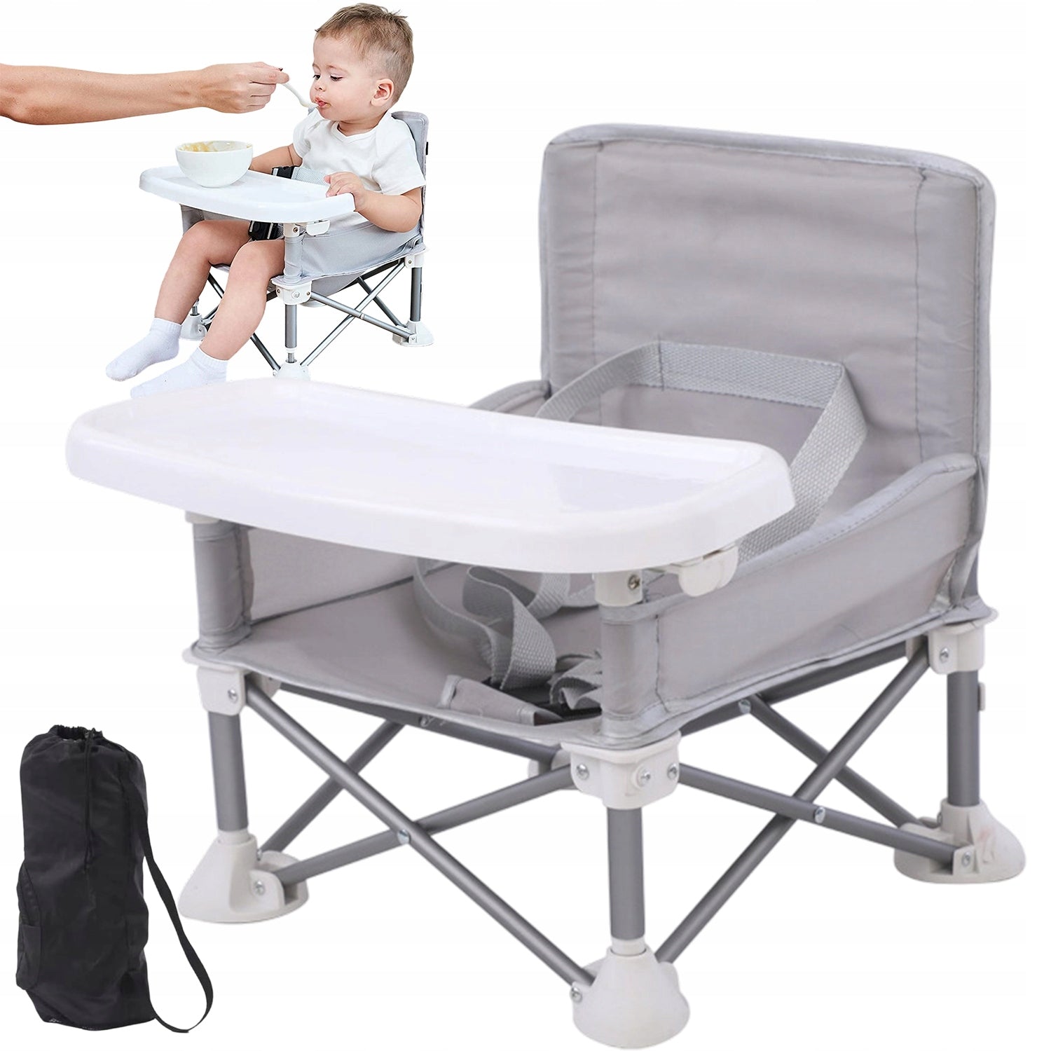 Folding Feeding Chair, Infant and Toddler Highchair, Grey