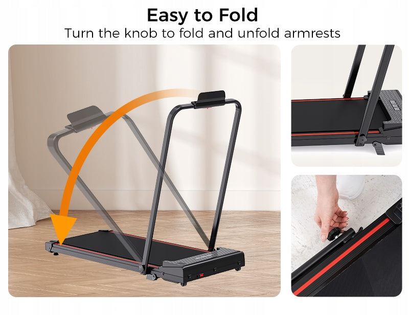 Folding Home Electric Treadmill Flat Under Bed 1-12km/h 3 Gradient Armrest Model other