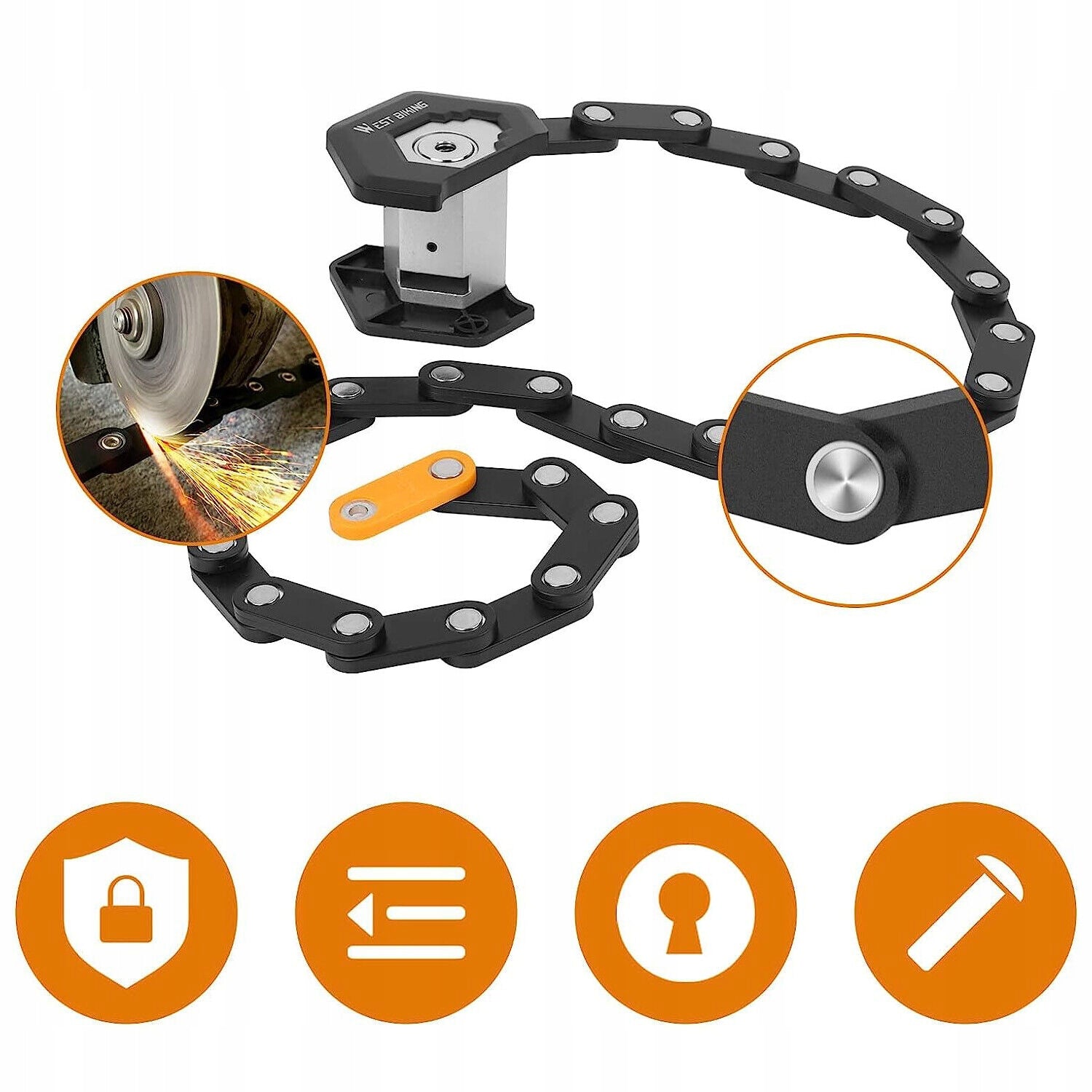 Folding Lock Bicycle Lock Product weight with unit packaging 0.57 kg