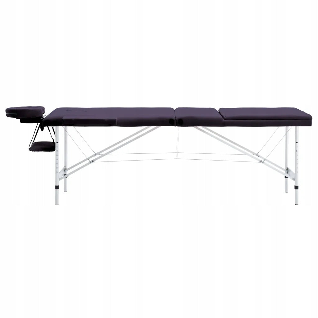 Folding Massage Table, 3-Zone, Aluminum, Purple Brand VidaXL