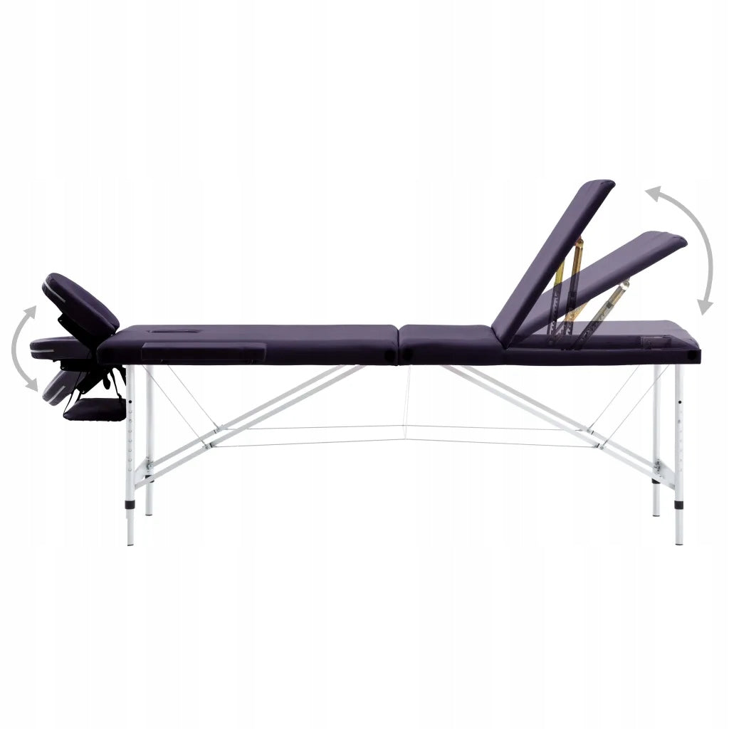 Folding Massage Table, 3-Zone, Aluminum, Purple Manufacturer code 110198