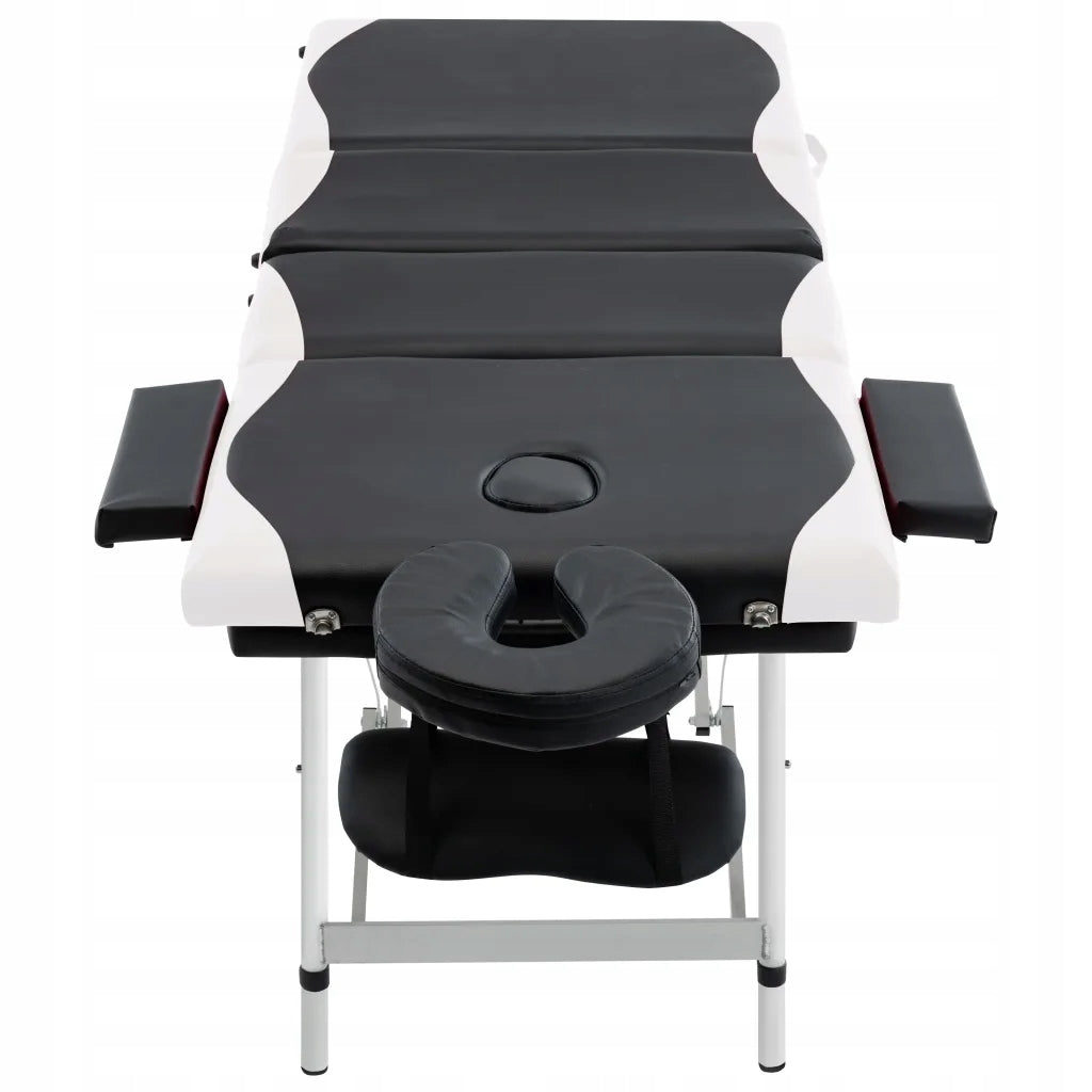 Folding Massage Table, 4-Zone, Aluminum, Black and White Brand VidaXL