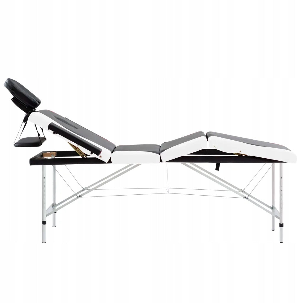 Folding Massage Table, 4-Zone, Aluminum, Black and White Kind folding table