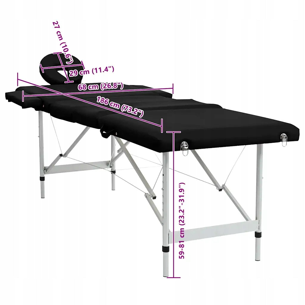 Folding Massage Table with Aluminum Frame, 4 Tabletop width 68 cm