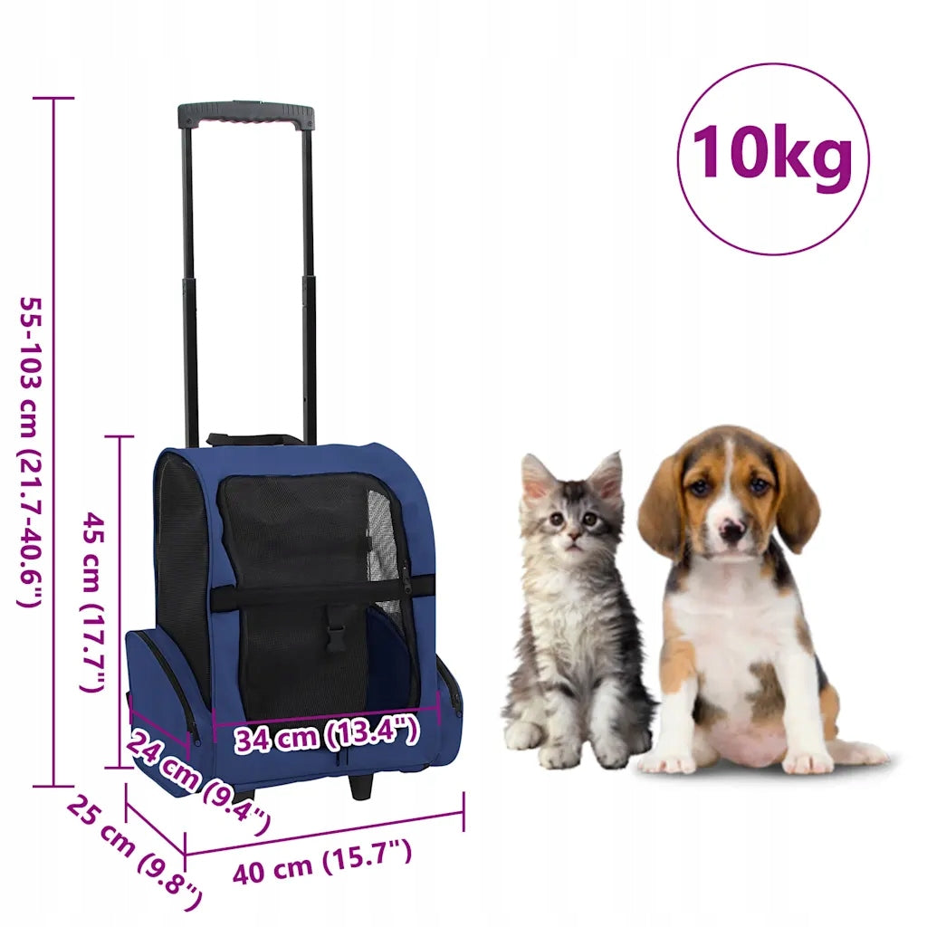 Folding Pet Stroller, Blue Main material metal