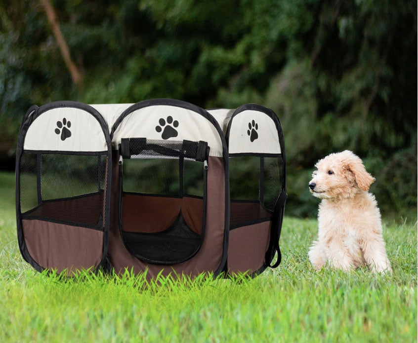 Folding Playpen for Dog Cat Puppies Kittens Lightweight Bed Brown - L EAN (GTIN) 5903332005260