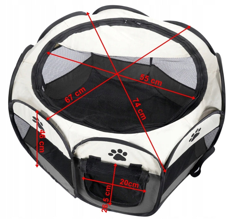Folding Playpen for Dog Cat Puppies Kittens Lightweight Bed Brown - L Packaging status original