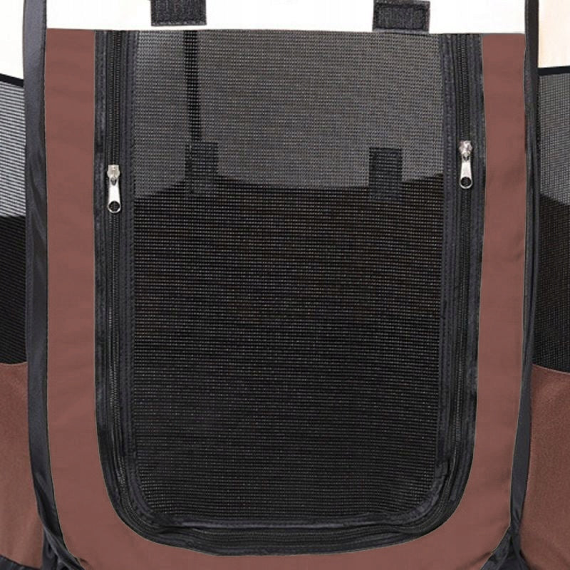 Folding Playpen for Dog Cat Puppies Kittens Lightweight Bed Brown - L Trade name Kojec dla psa 74x74x43 cm brązowy