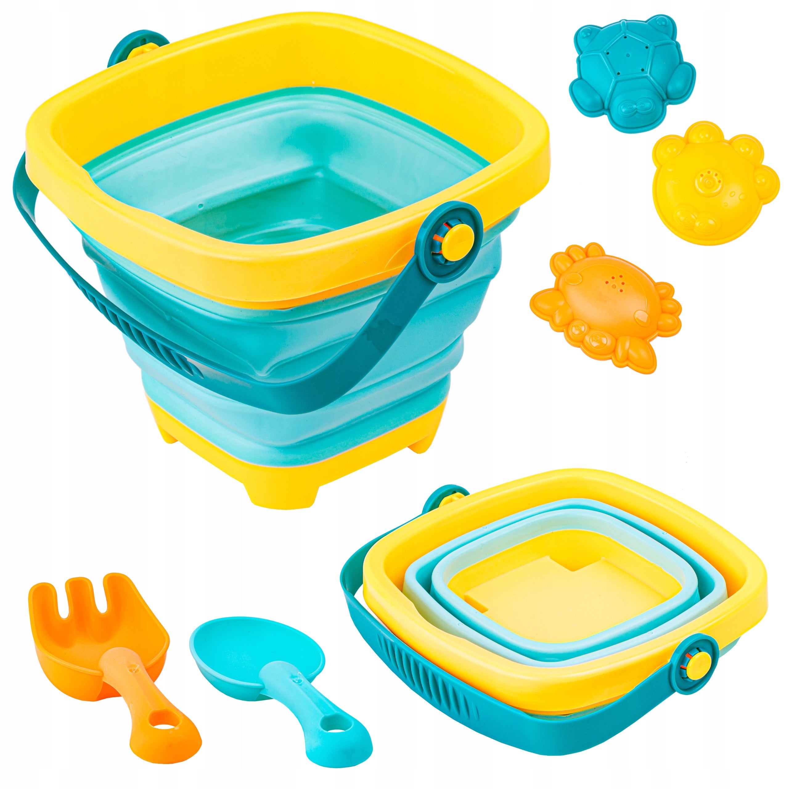 Folding Sand Bucket Beach Toy Sandbox Spatula Molds Packaging status original