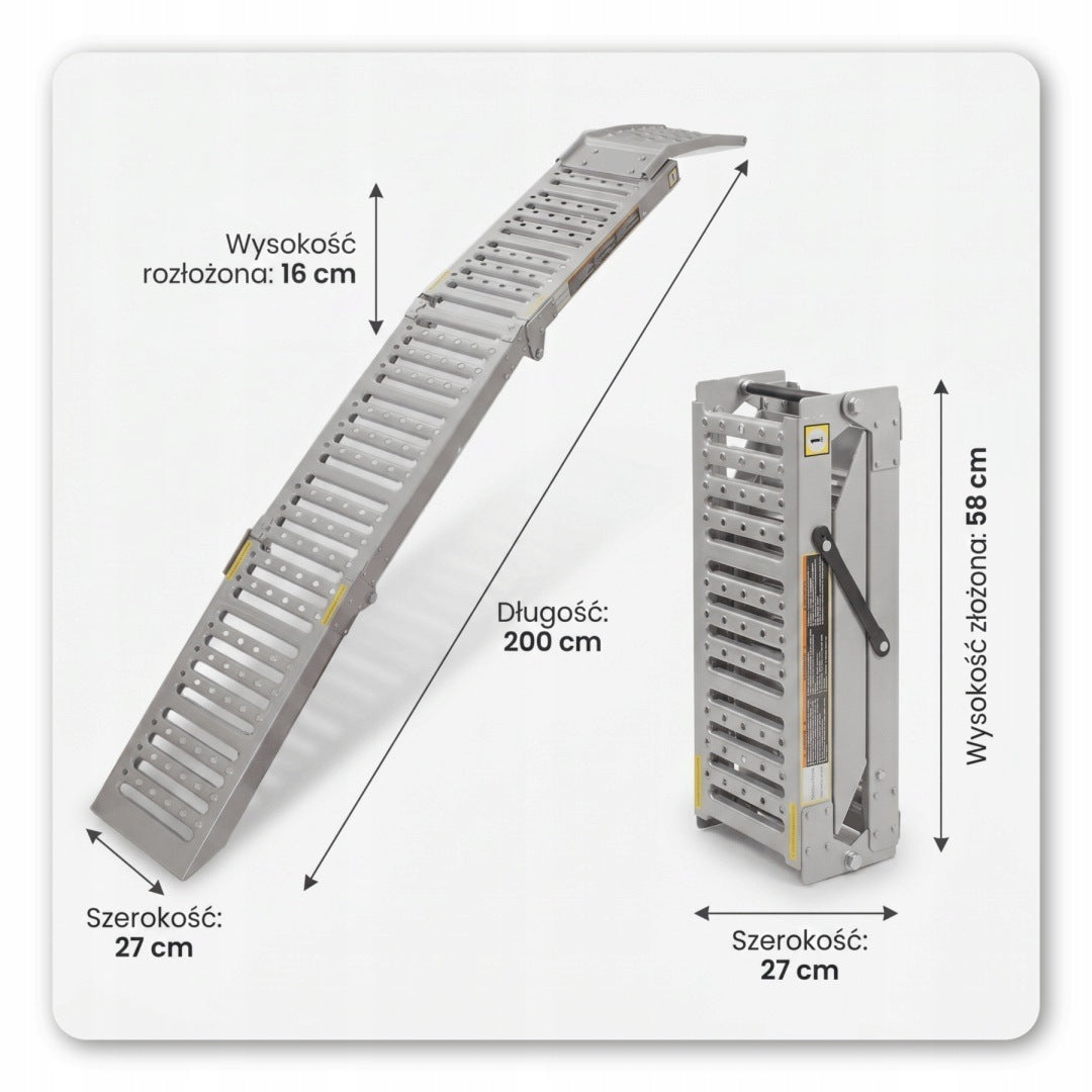 Folding Steel Overrun Ramps 200 cm 250 kg/pcs (1100 kg) set of ramps Manufacturer code M11363