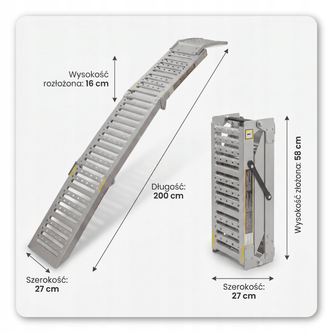 Folding Steel Overrun Ramps 200 cm 250 kg/pcs (1100 kg) set of ramps Manufacturer code M11363