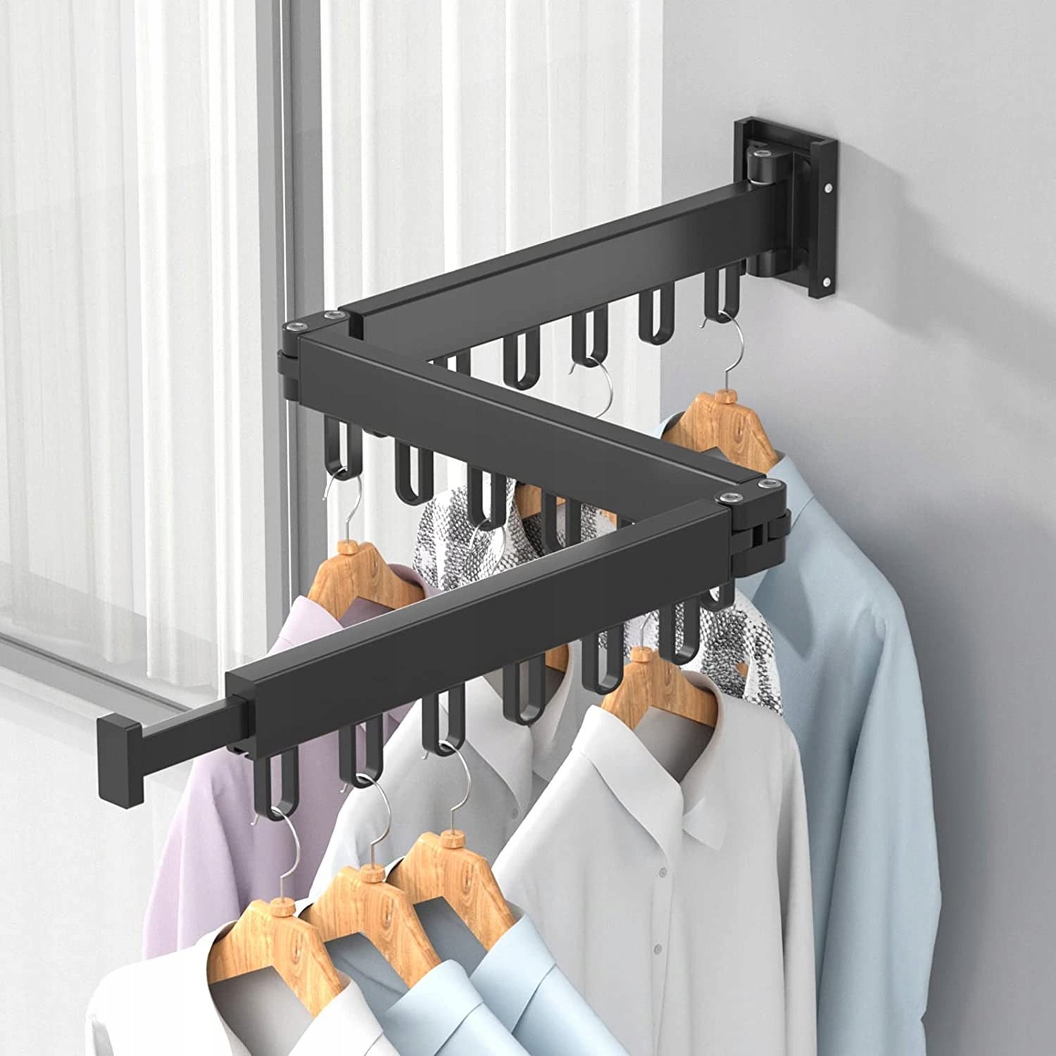 Folding Wall Hanger for Clothes with 18 Hooks - Foldable, Aluminum Additional information Foldable