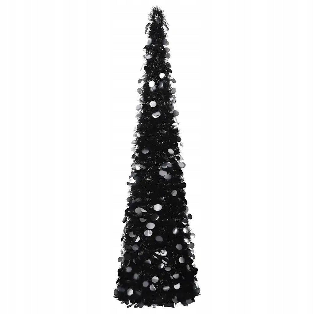 Folding, artificial Christmas tree, black, 180 cm, PET