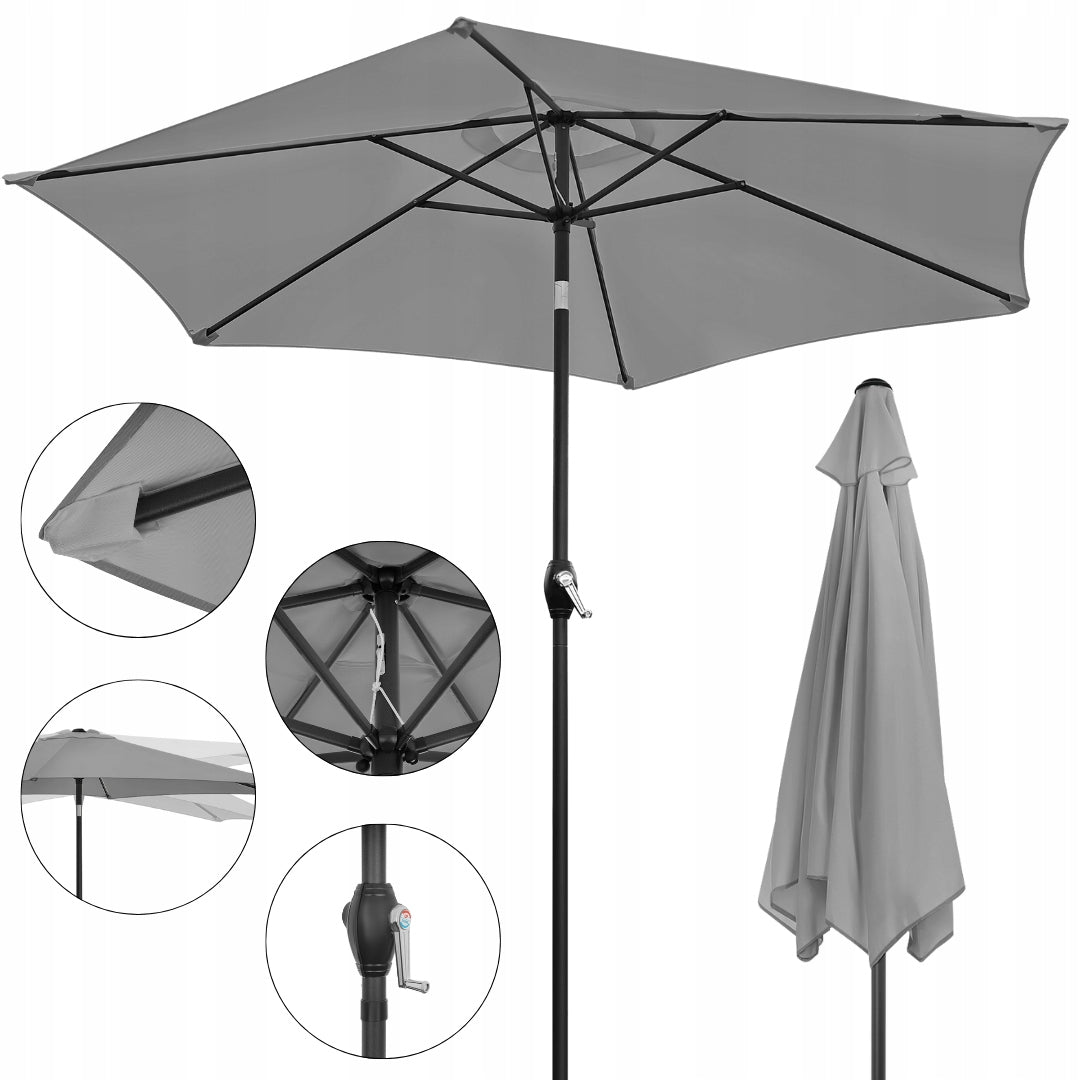 Folding balcony garden umbrella adjustable 210 cm graphite