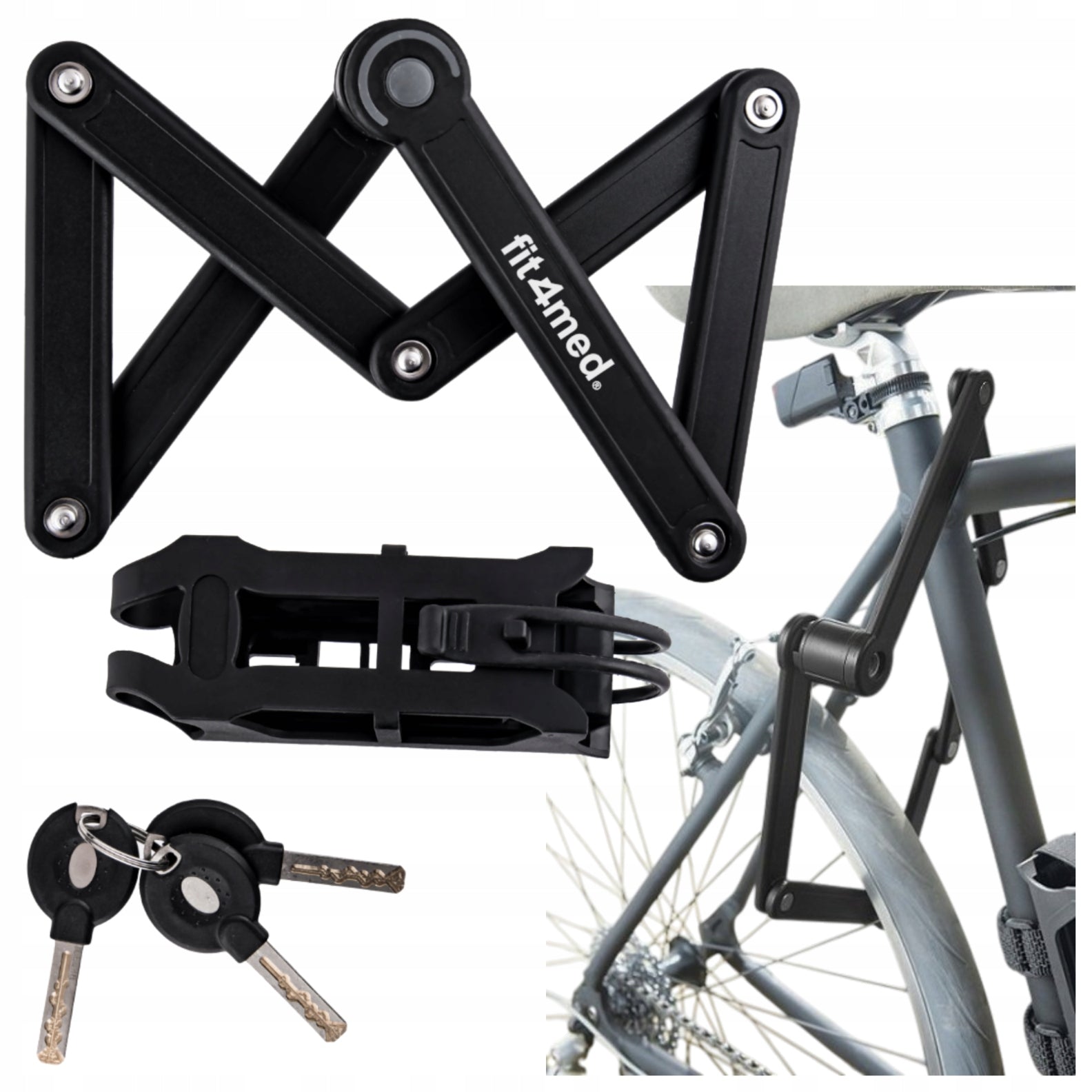 Folding bicycle lock steel clasp anti-theft protection Kind folding lock
