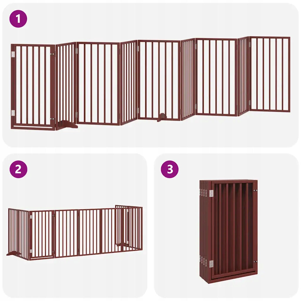 Folding dog gate, with door, 9 panels, brown, 450 cm Kind playpen