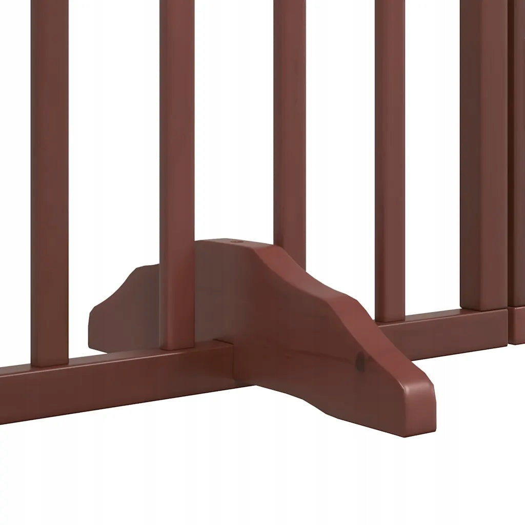 Folding dog gate, with door, 9 panels, brown, 450 cm Length 450 cm