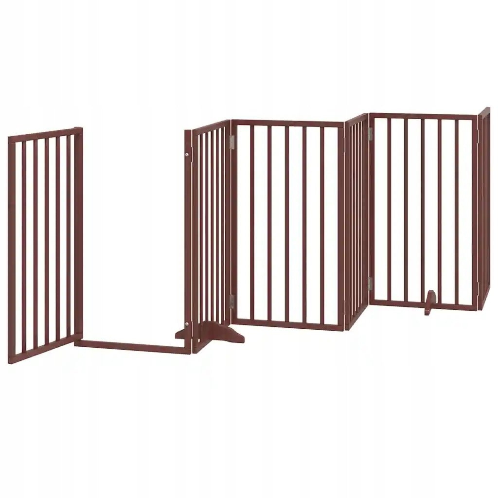Folding dog gate, with door, 9 panels, brown, 450 cm Trade name Bramka ograniczająca dla psa