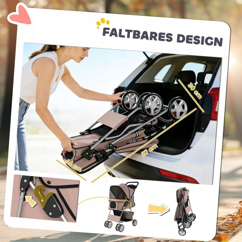Folding dog stroller with basket and pillow up to 10kg 77x44x102cm Main material metal