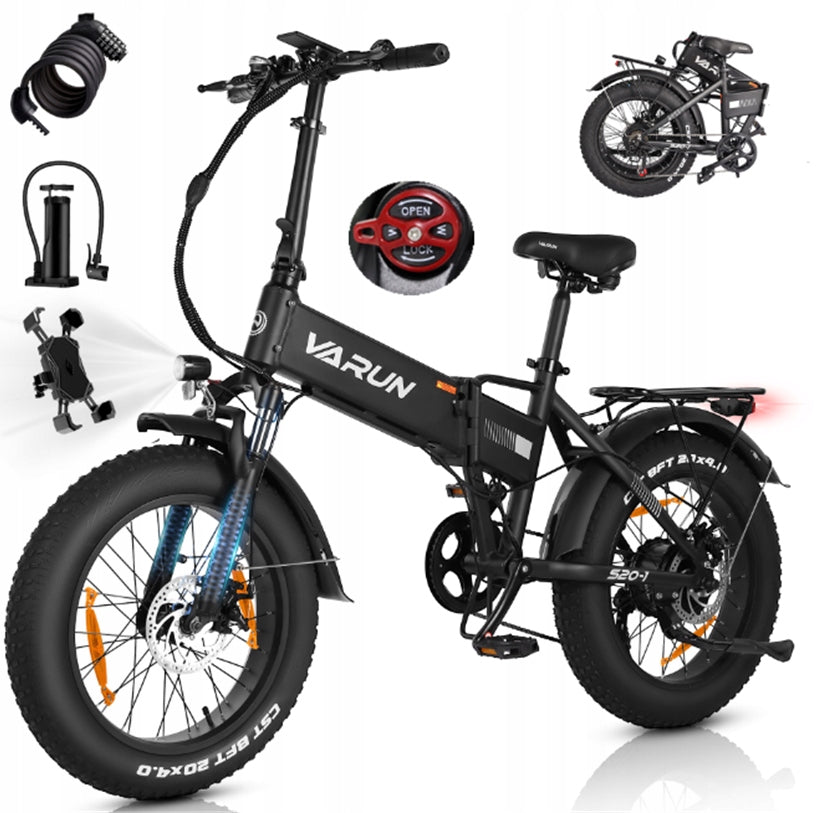 Folding electric bike VARUN 20*4" 48V 13Ah 250W 25km/h 120km