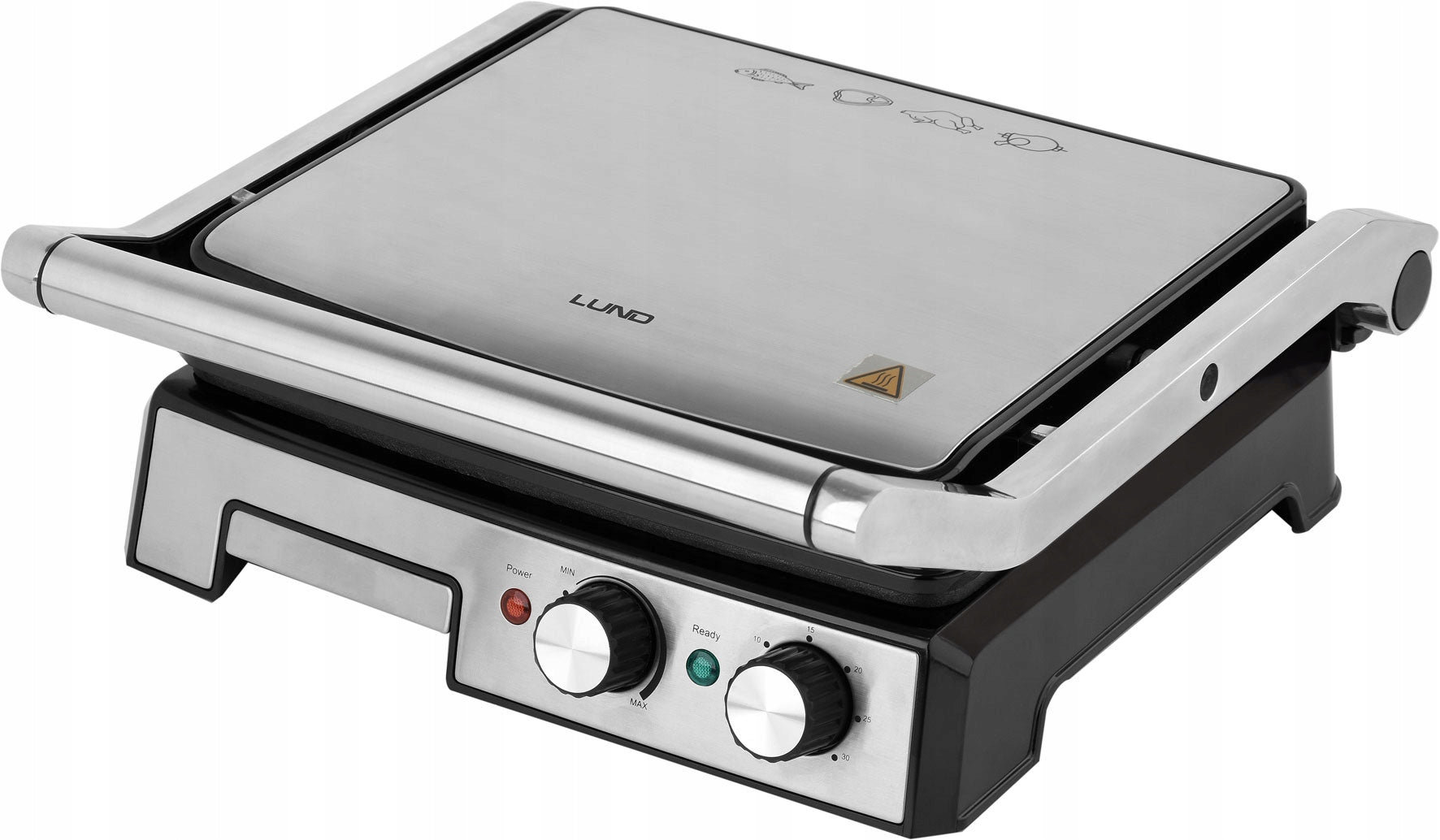 Folding electric grill Lund 67457 silver/grey 2000 W Model 67457