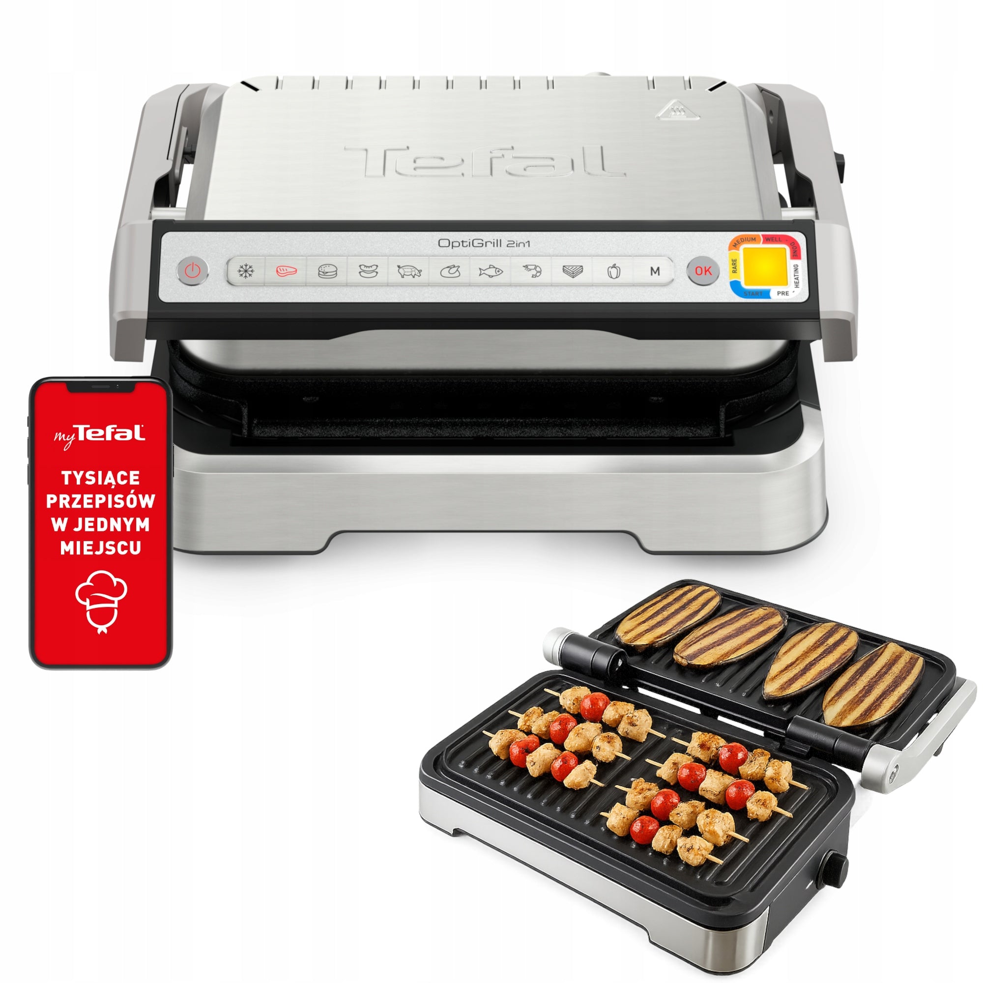 Folding electric grill Tefal GC772D10 silver/grey 2100 W