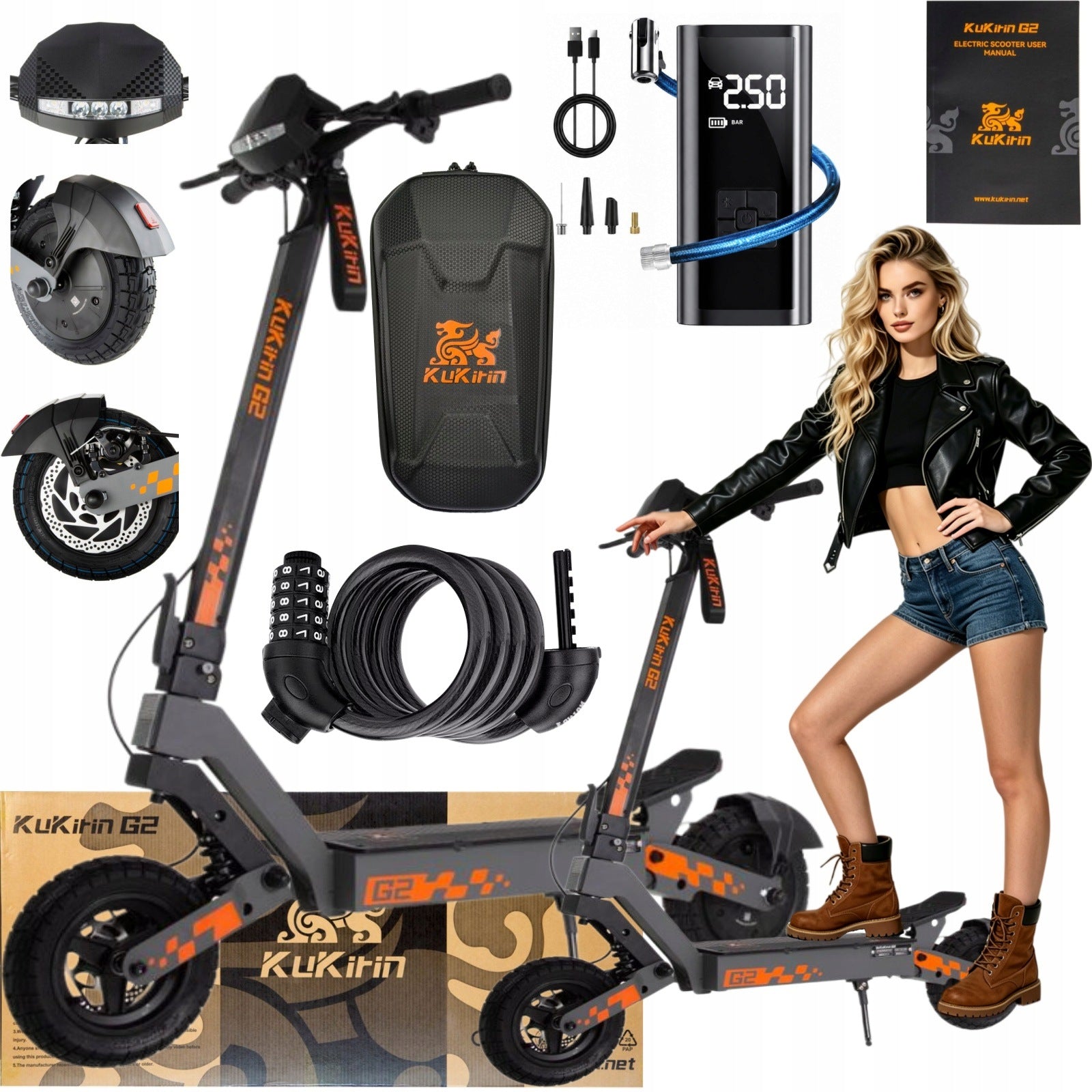 Folding electric vehicle KuKirin G2 800W 48V 15Ah 45KM/H 10