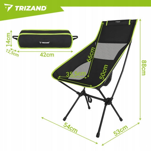 Folding fishing chair 41x52x86cm, light, with cover, black Trizand Packaging status original