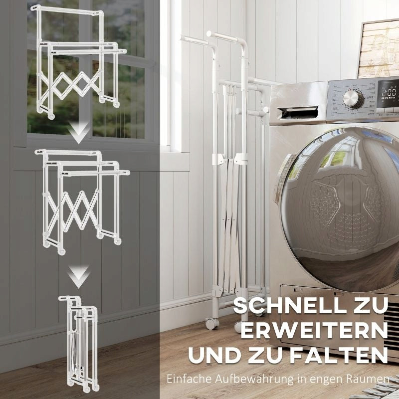 Folding, freestanding clothes hanger with wheels Kind Portable