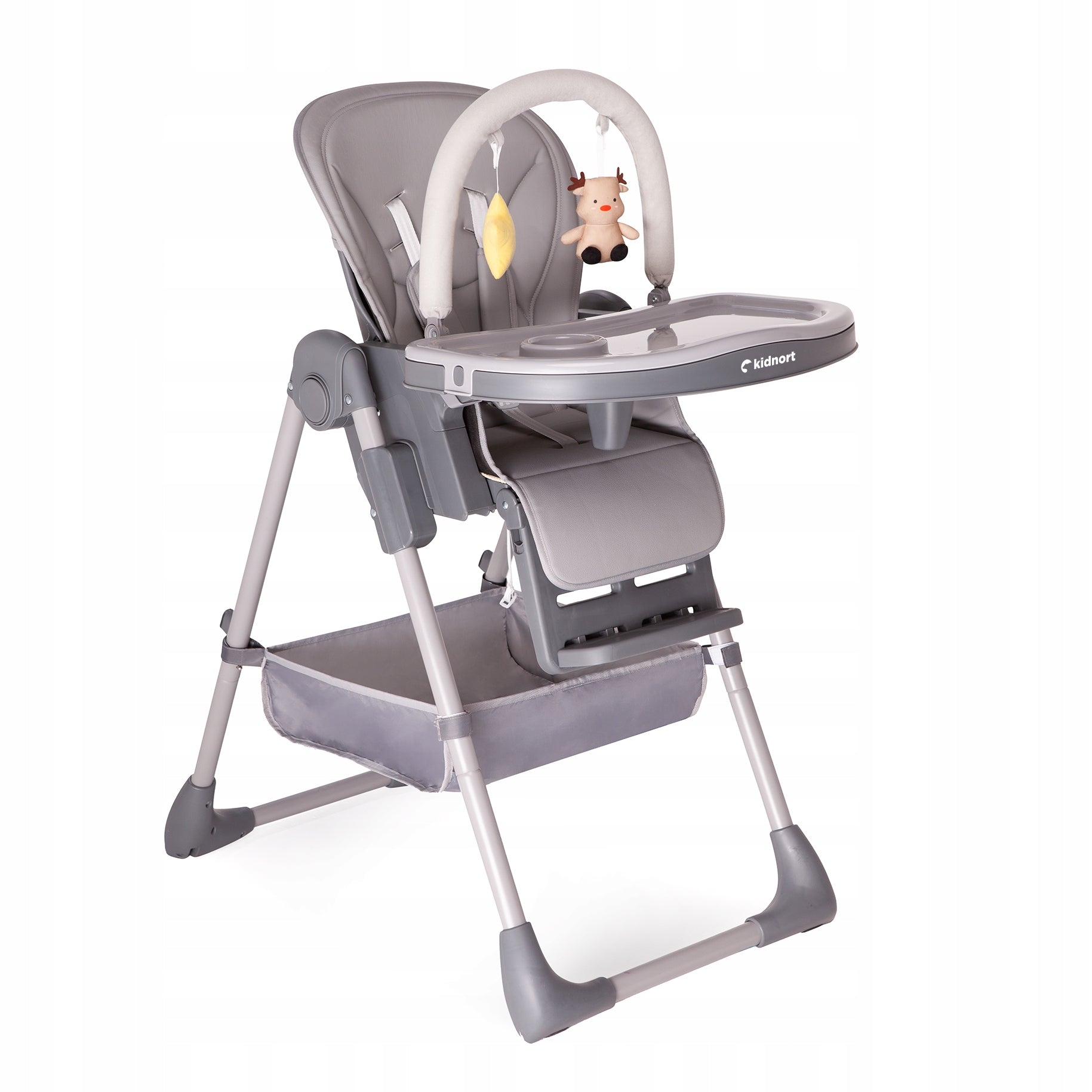 Folding high chair Jordgubbe tray, footrest, headband grey