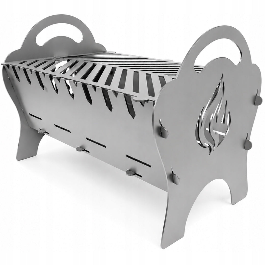 Folding mangal grill with grate – steel 3mm | for champagne skewers | 50cm
