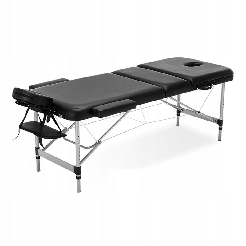 Folding massage bed with adjustable height