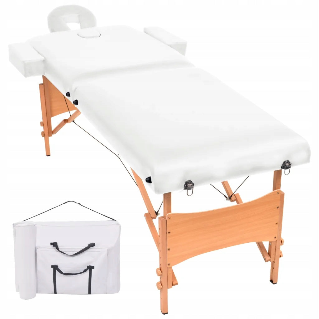 Folding massage table 218x90cm, white