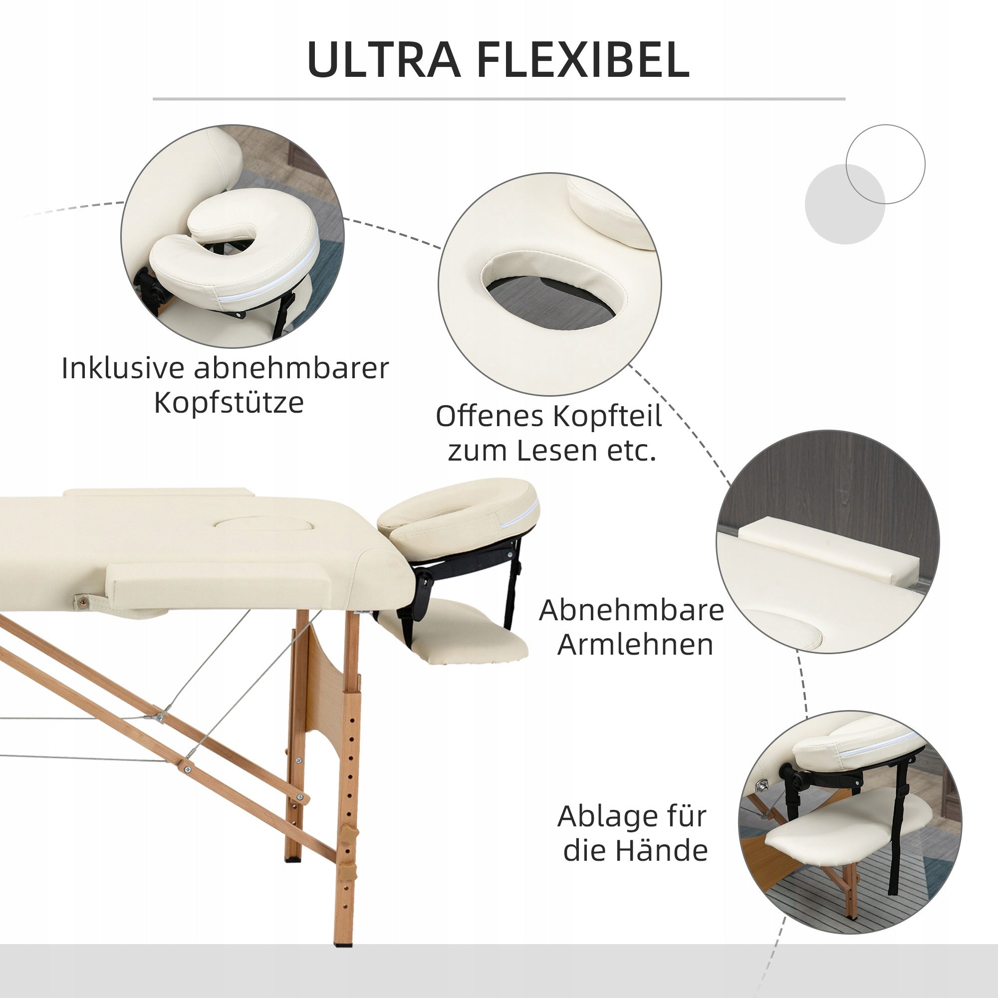 Folding massage table, adjustable height, for spa, living room Brand Homcom