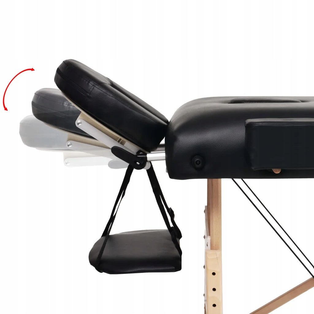 Folding massage table, black, 218x90cm, solid wood Frame material wood