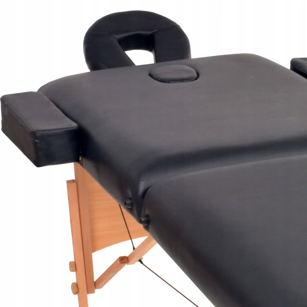 Folding massage table, black, 218x90cm, solid wood Kind folding table