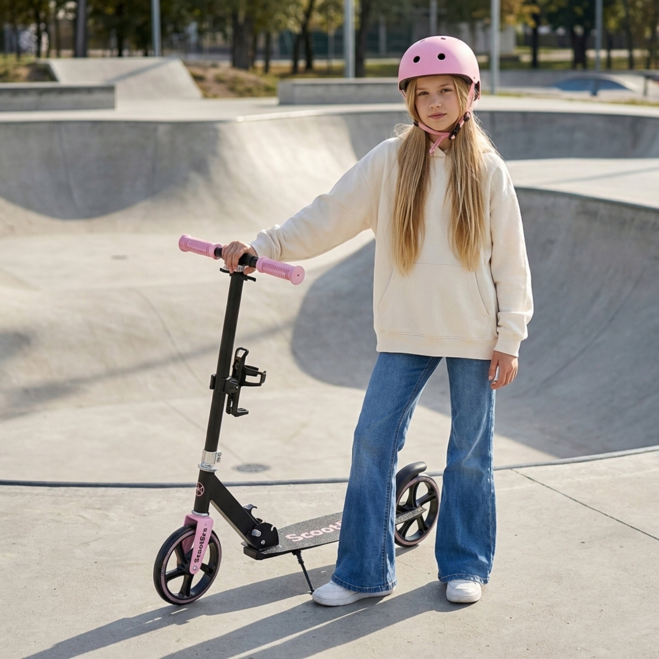Folding scooter 200 mm foldable adjustable light urban black and pink Packaging status original