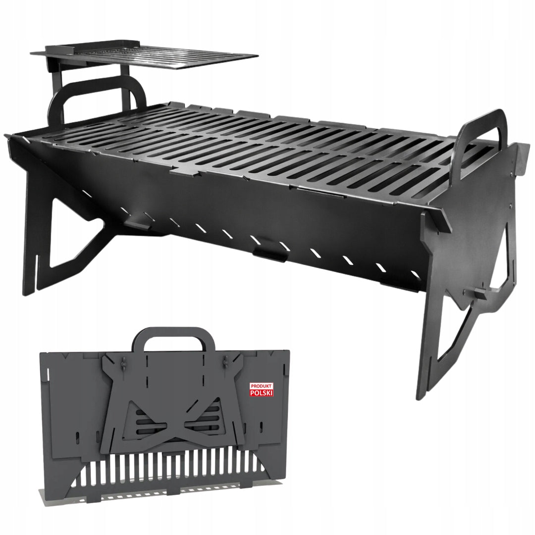 Folding tourist grill – thick steel 3mm | transport case | 60cm