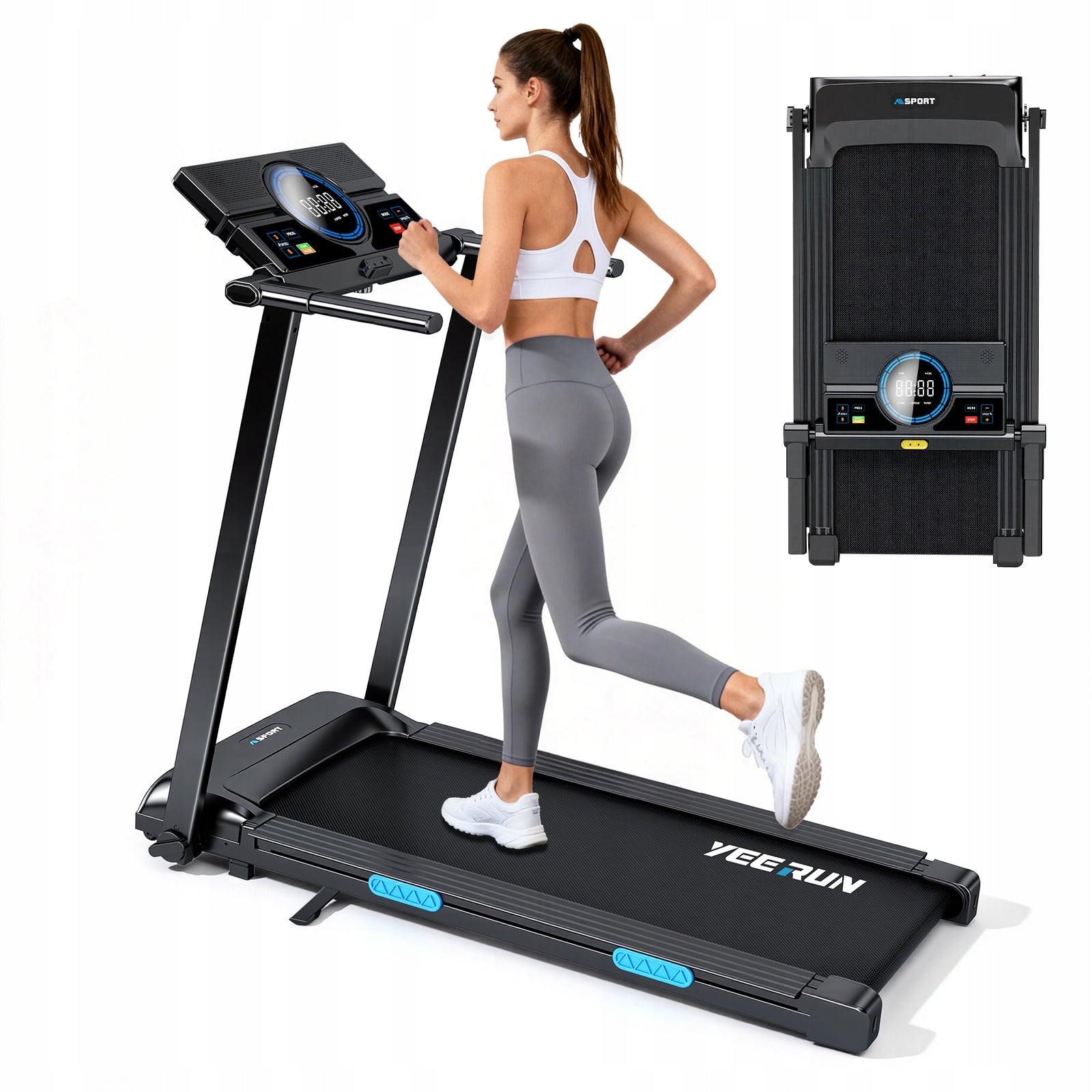 Folding treadmill for home use