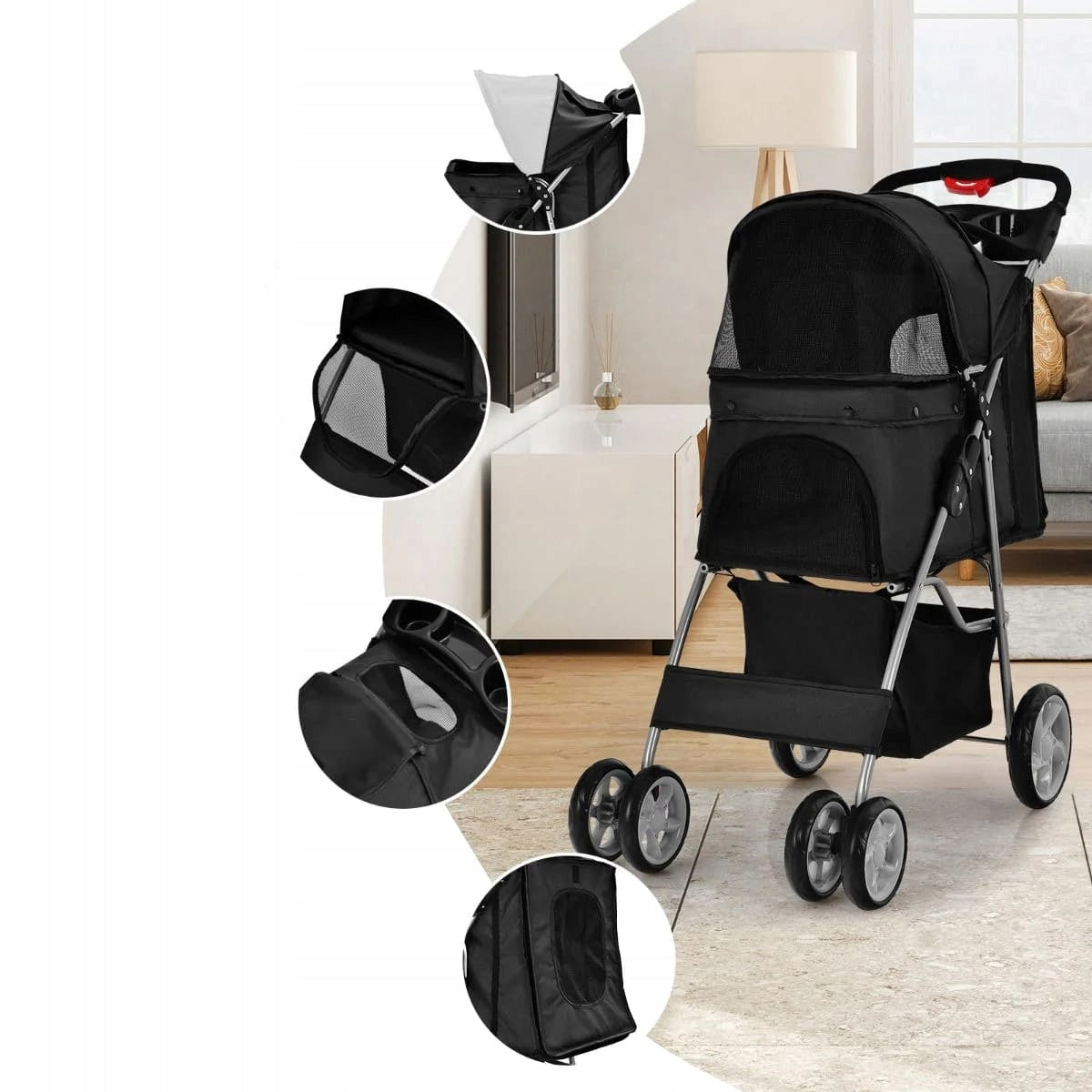 Folding trolley for small animals Additional features large air vents foldable