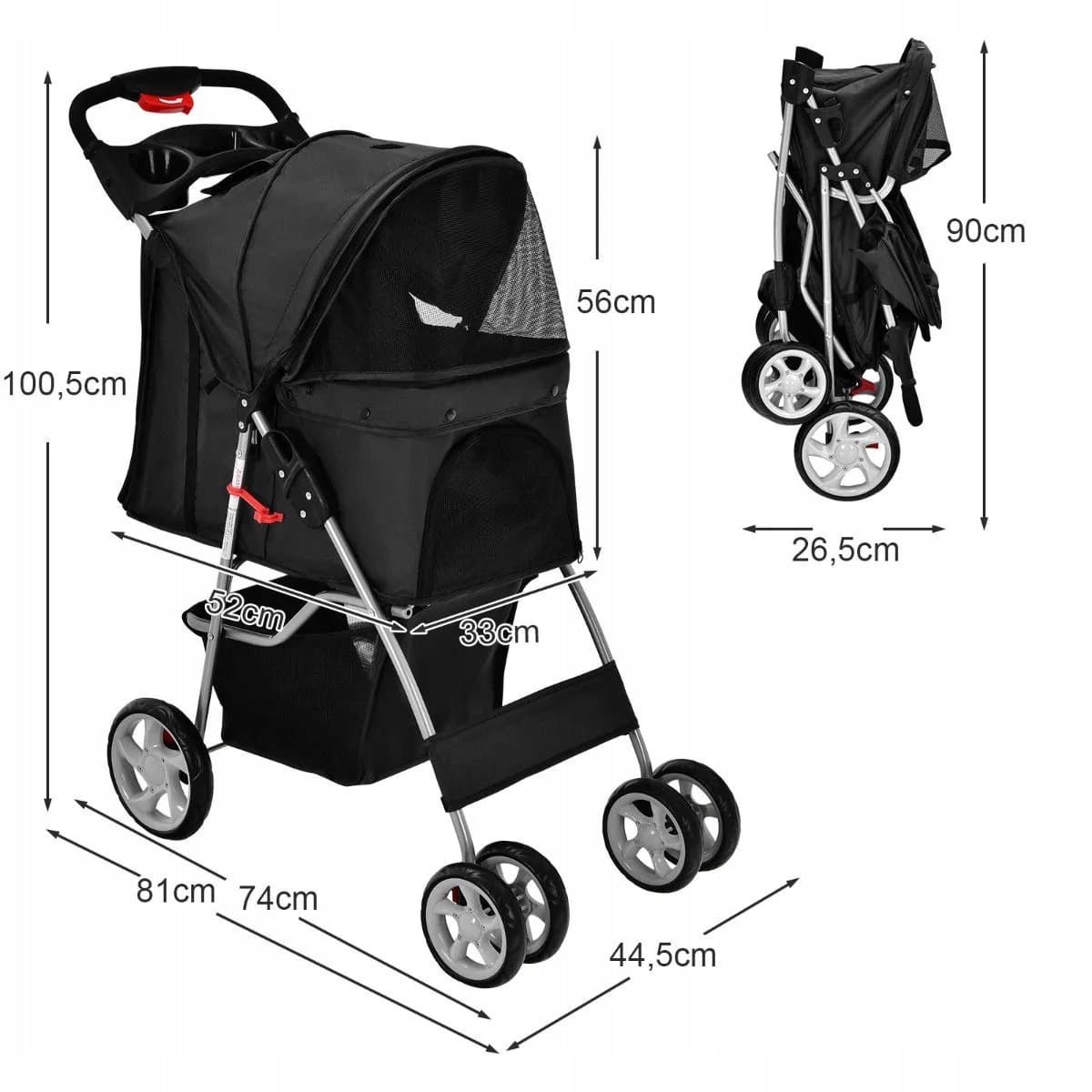 Folding trolley for small animals Brand Costway