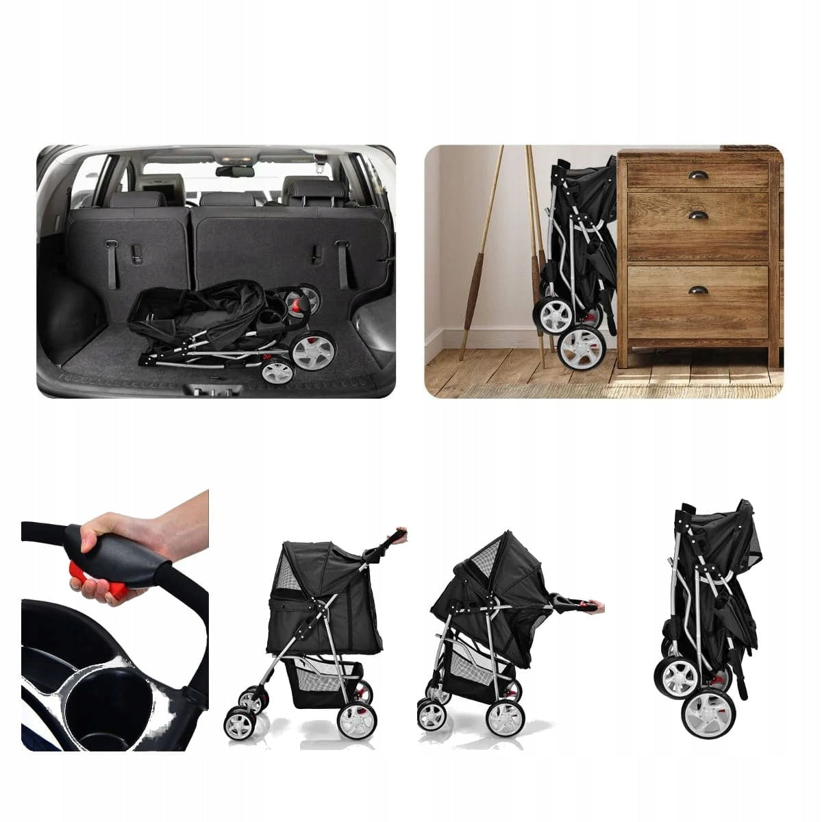 Folding trolley for small animals Product depth 81 cm