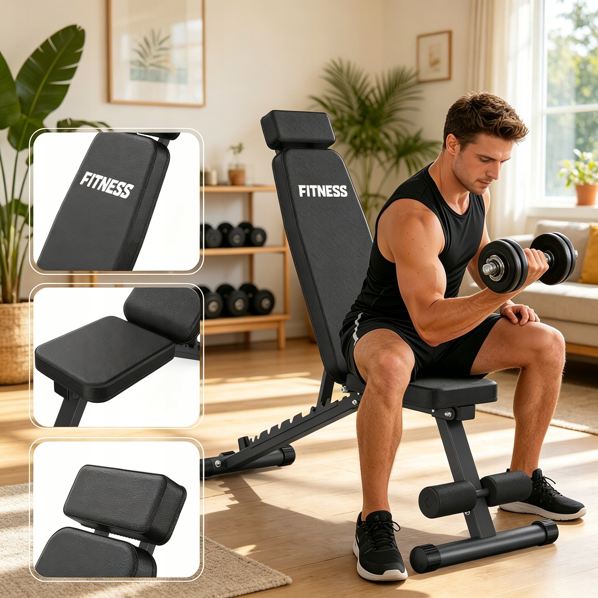 Folding weight bench, load capacity 500 kg, 10 levels of adjustment Kind adjustable