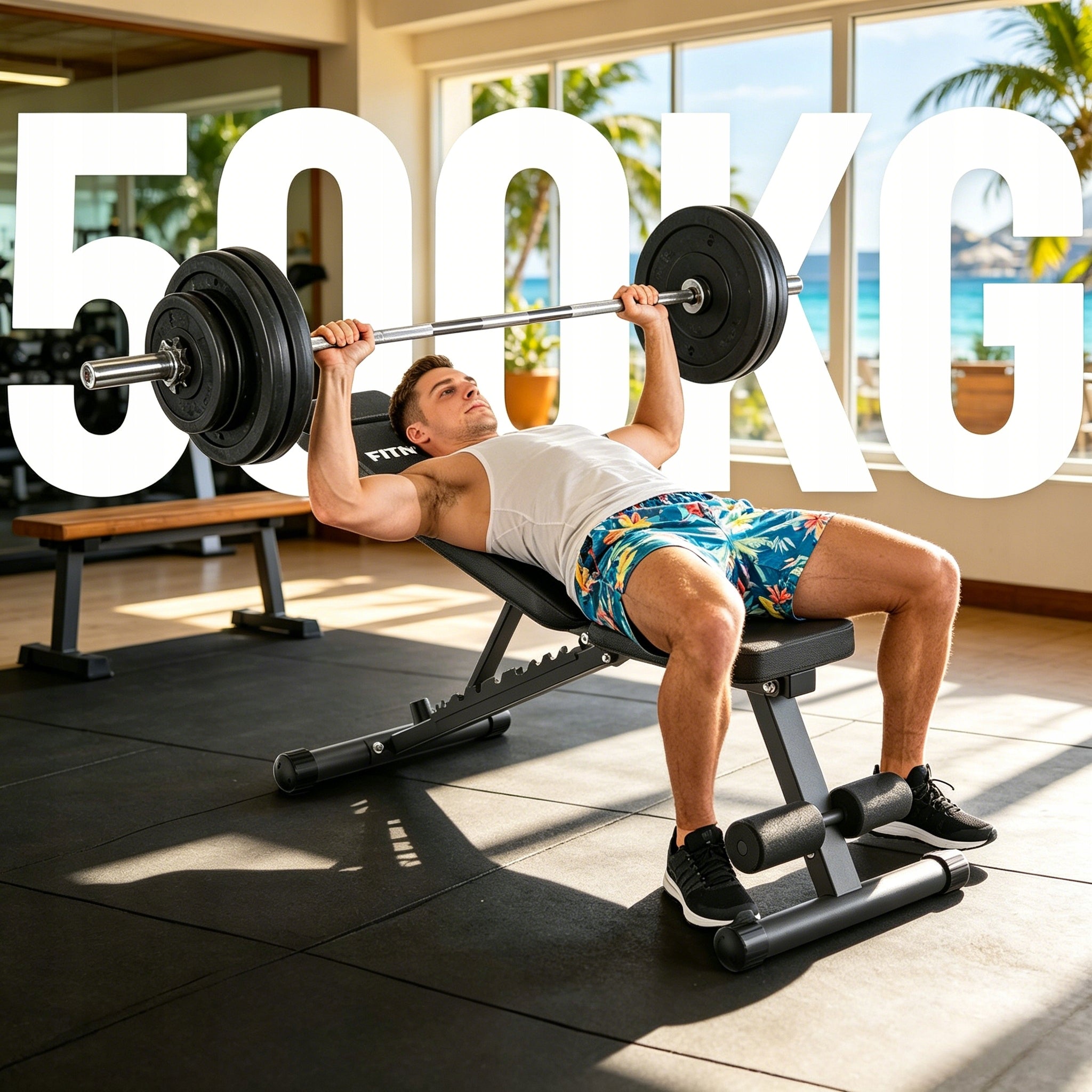 Folding weight bench, load capacity 500 kg, 10 levels of adjustment Packaging status original