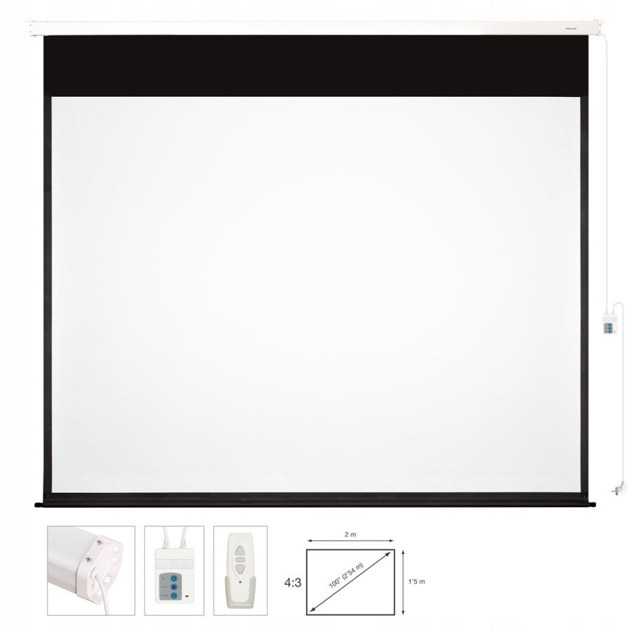 Fonestar PPEL-43100-BA Electric Projection Screen 4:3, 100 inch remote control