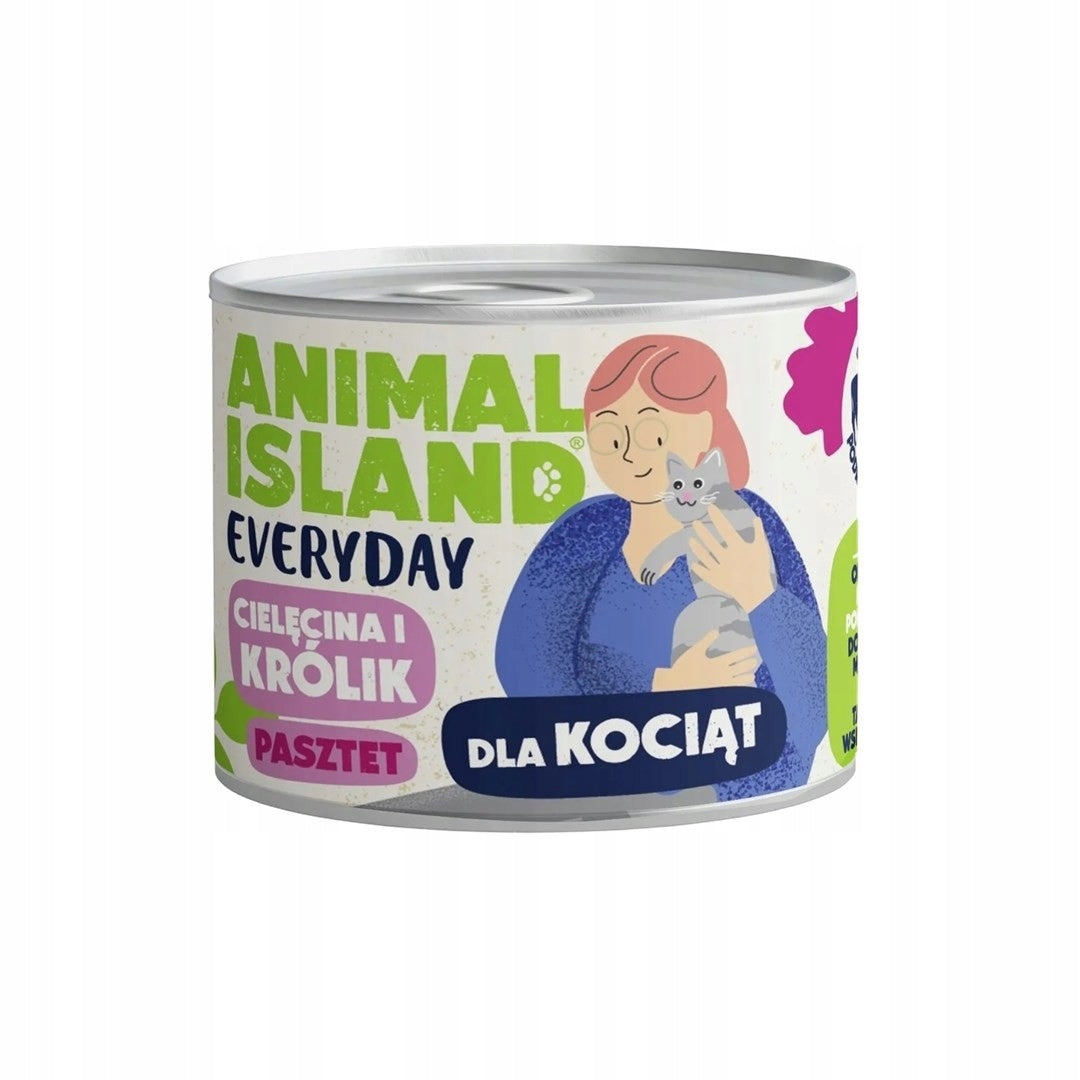 Food Animal Island EVERYDAY for KITTENS Set of 6 x 185g MIX OF FLAVORS Grain Free Packaging status original